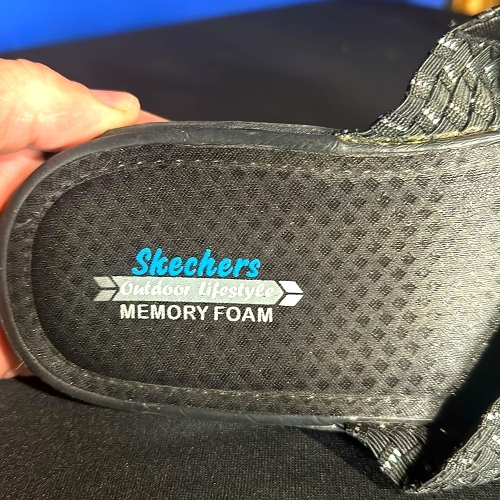 Skechers Outdoor Lifestyle Sandals Womens 11.0 Black Woven Slip On Memory Foam - Picture 7 of 8